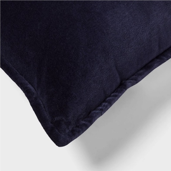 Threshold Velvet Reverse Dec Pillow Navy/Tan Indoor, 18” square - Picture 4 of 7